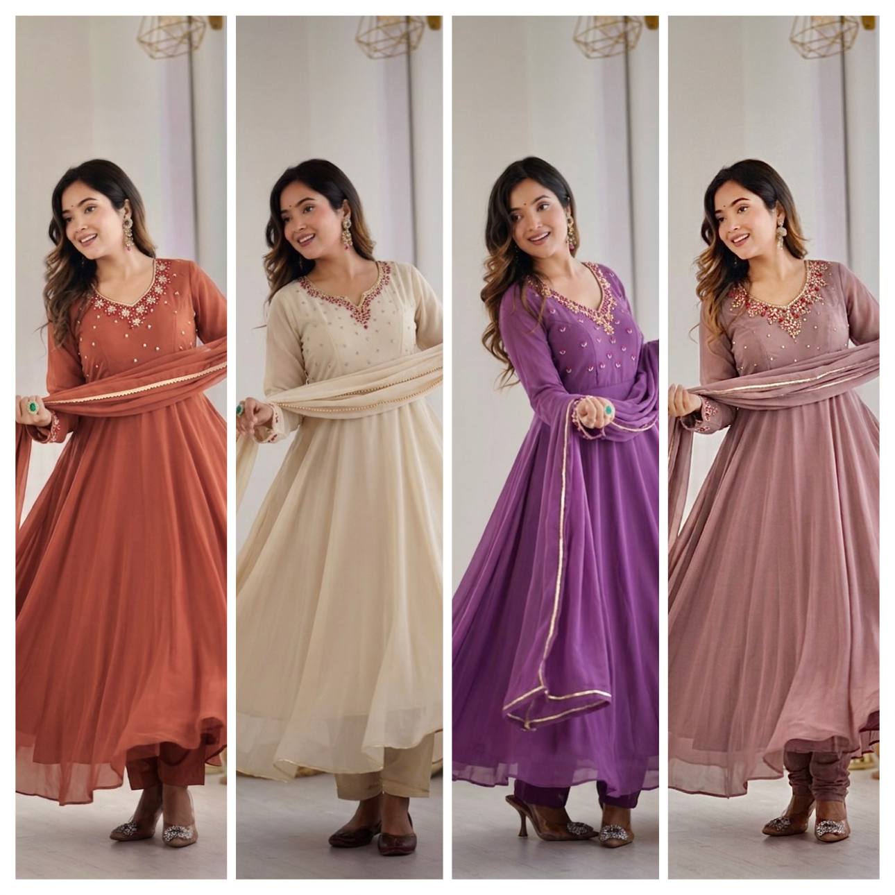 Designer Fox Georgette Handwork Gown Set with Pant & Dupatta