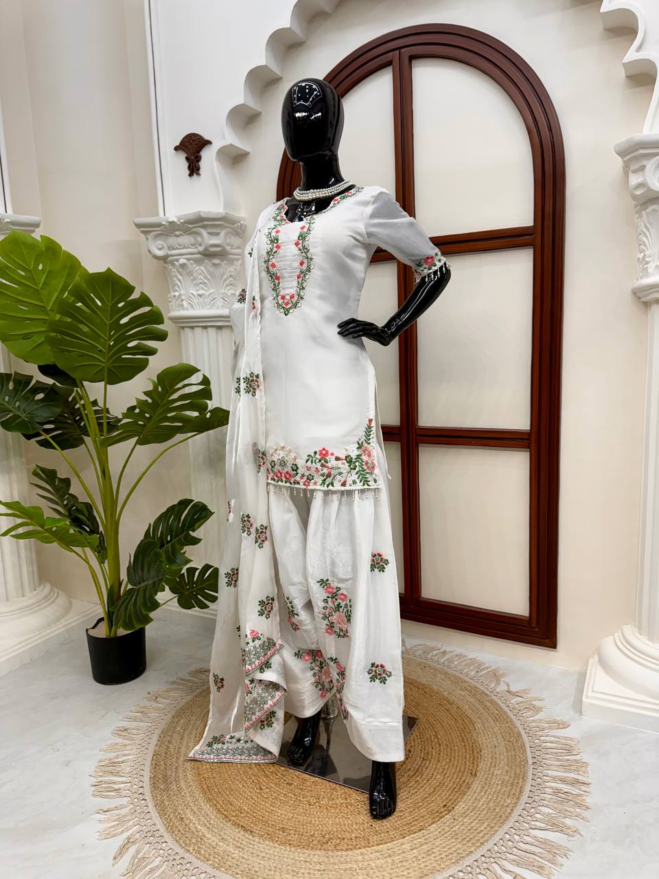 Premium Thread Work Fendy Silk Suit with Farshi Palazzo