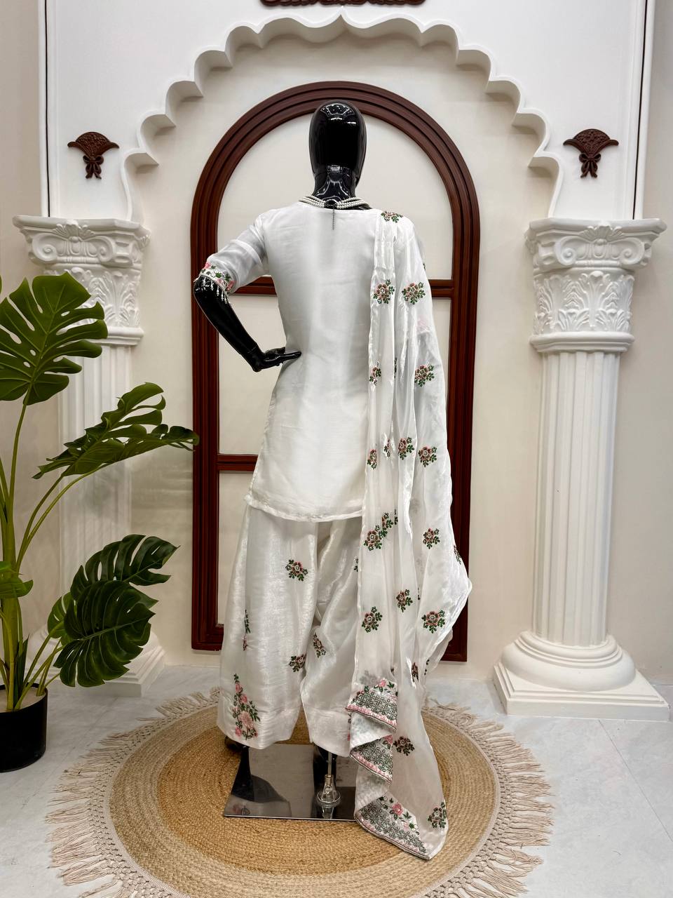 Premium Thread Work Fendy Silk Suit with Farshi Palazzo