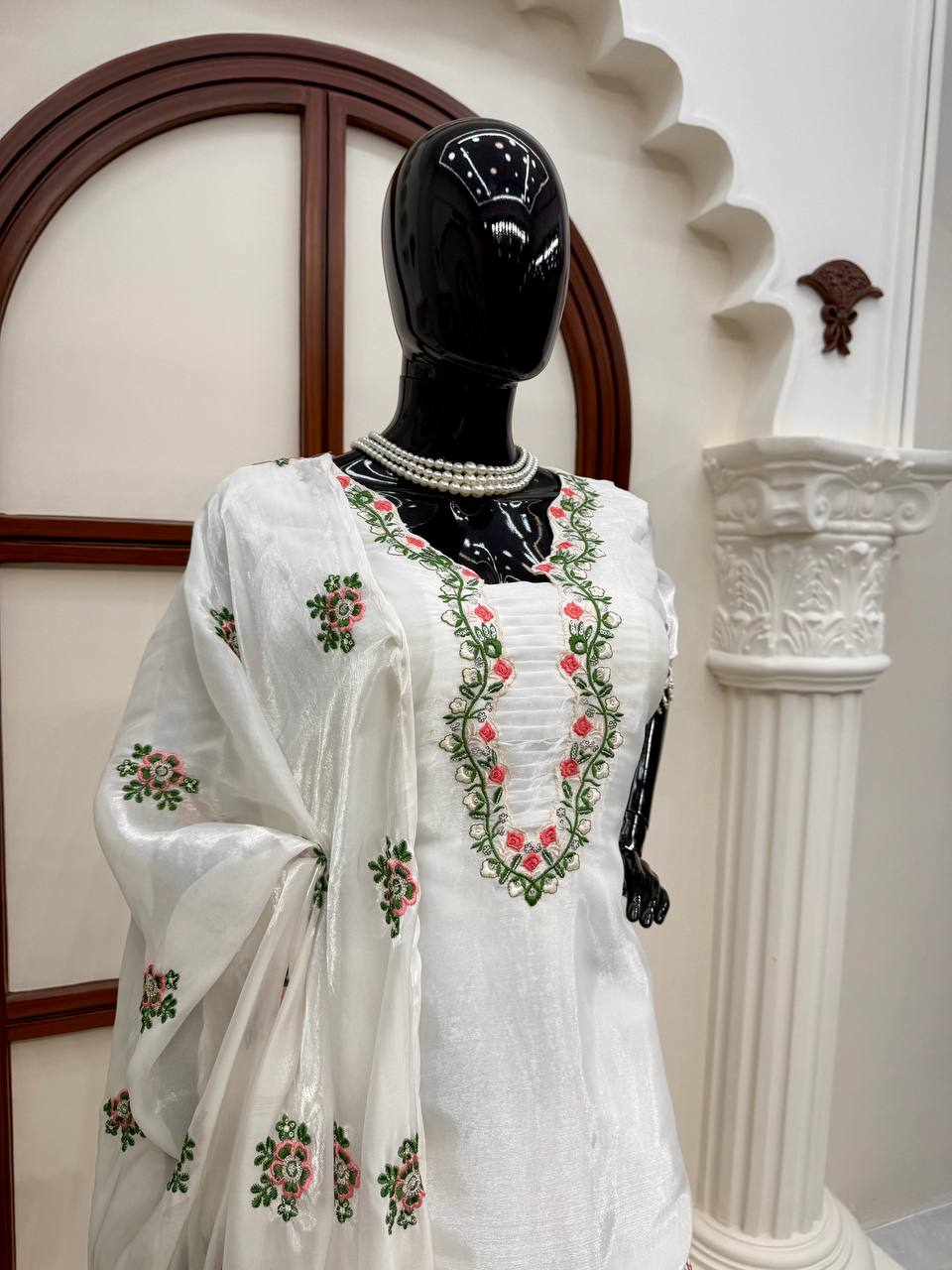 Premium Thread Work Fendy Silk Suit with Farshi Palazzo