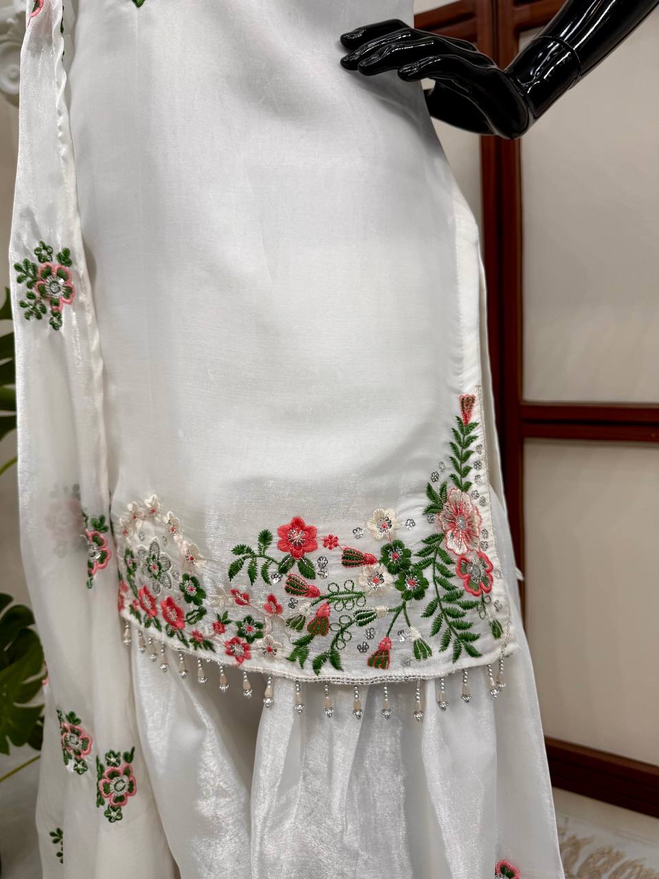 Premium Thread Work Fendy Silk Suit with Farshi Palazzo