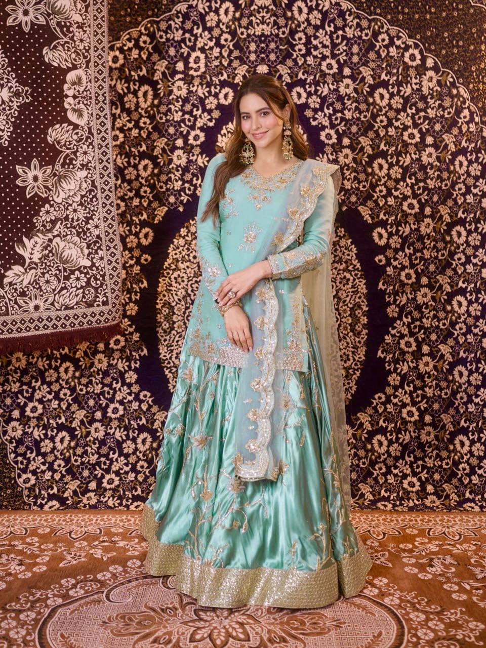 Women's Designer Japan Satin Lehenga Set
