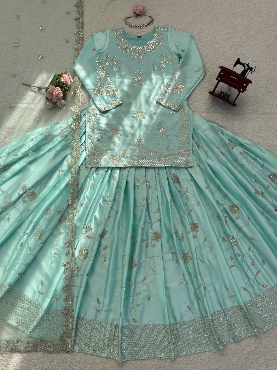 Women's Designer Japan Satin Lehenga Set