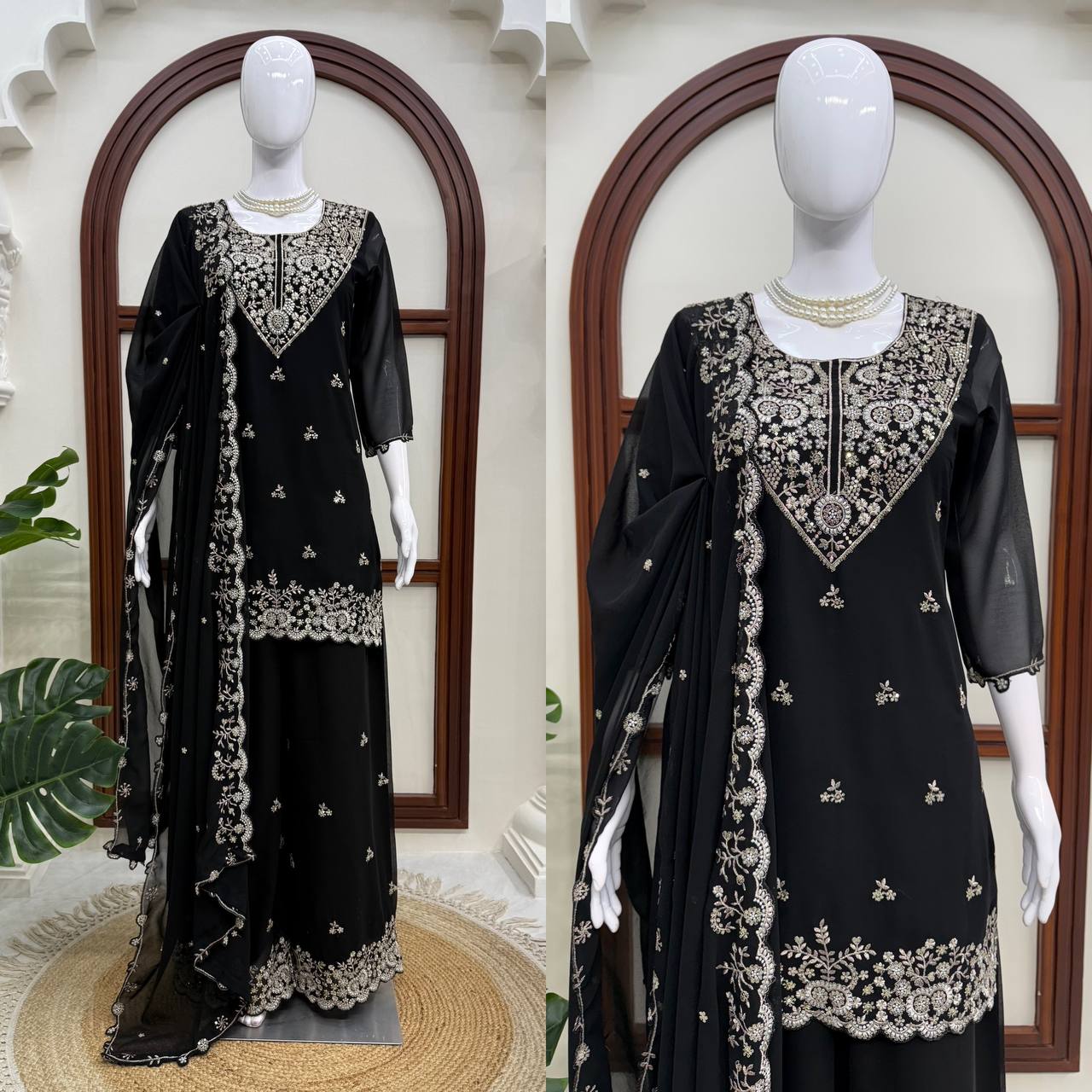 Midnight Royal – Premium Embroidered Sharara Suit Set