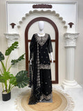 Midnight Royal – Premium Embroidered Sharara Suit Set