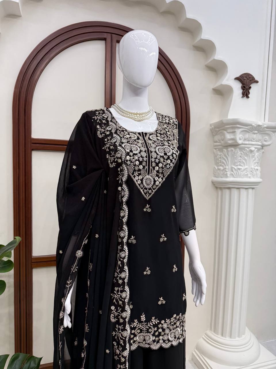 Midnight Royal – Premium Embroidered Sharara Suit Set