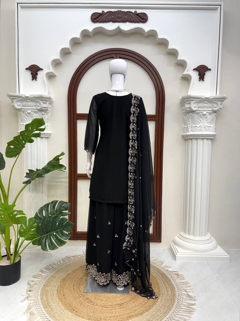 Midnight Royal – Premium Embroidered Sharara Suit Set