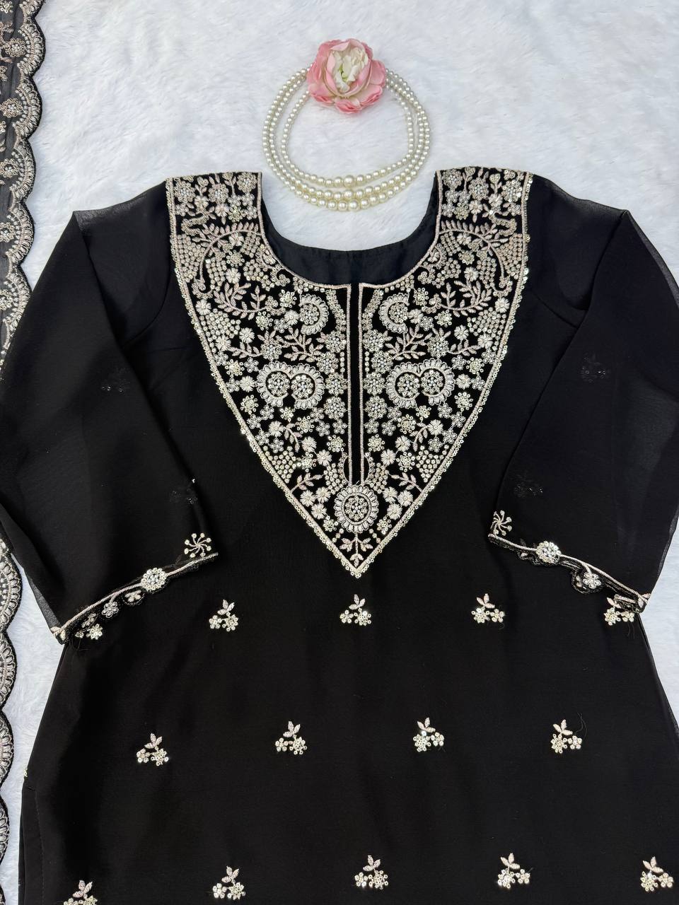 Midnight Royal – Premium Embroidered Sharara Suit Set