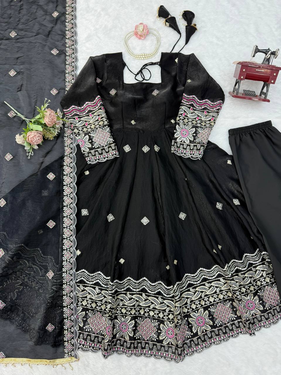 Grace – Premium Embroidered Anarkali Suit Set