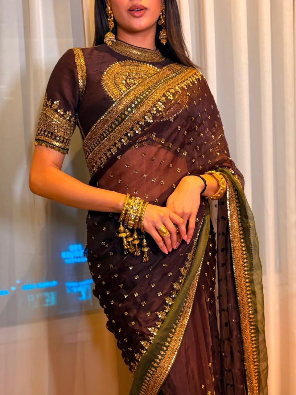 Wine Elegance – Premium Designer Saree