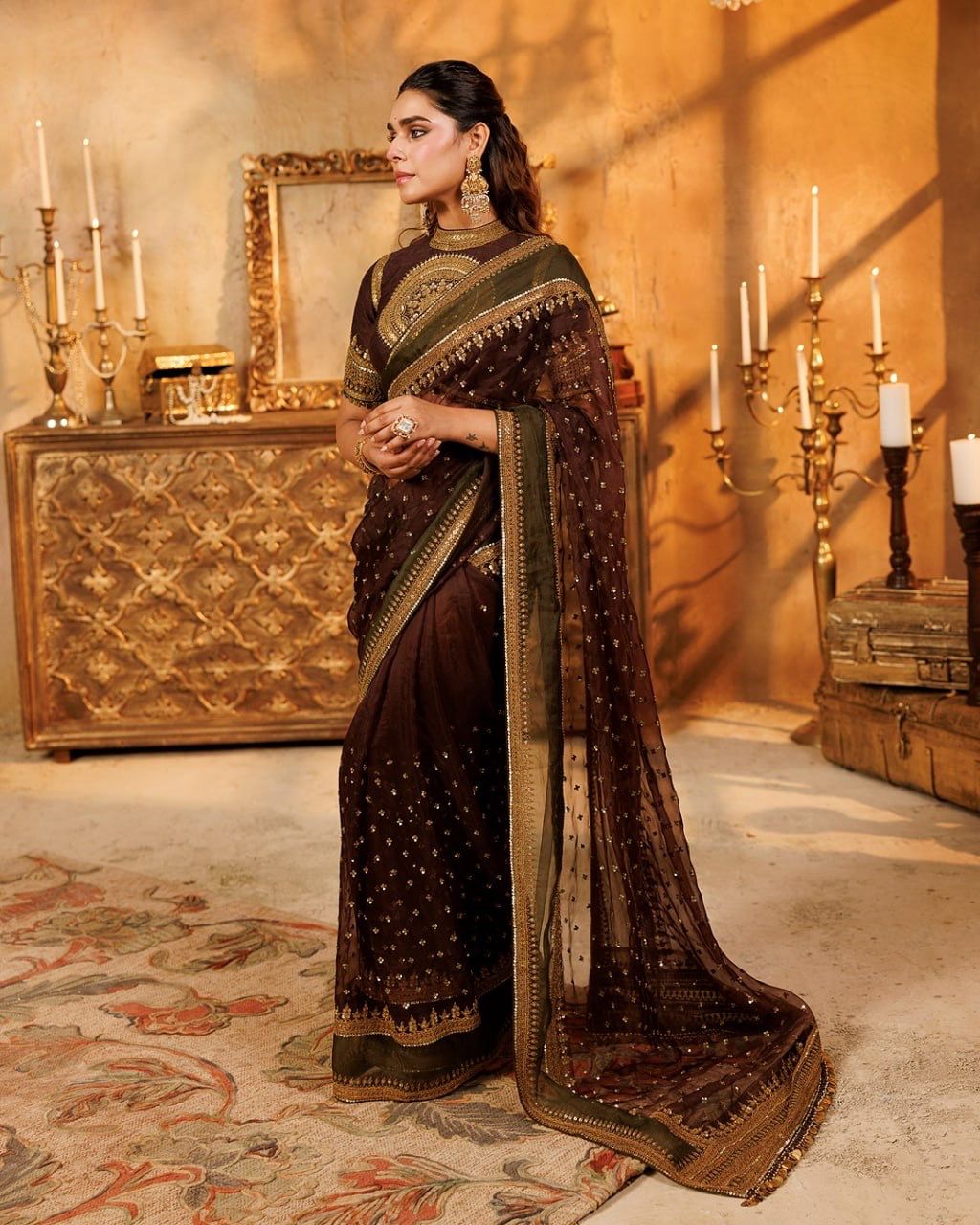 Wine Elegance – Premium Designer Saree