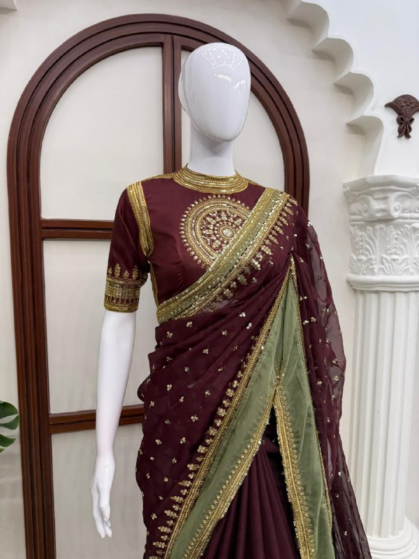 Wine Elegance – Premium Designer Saree