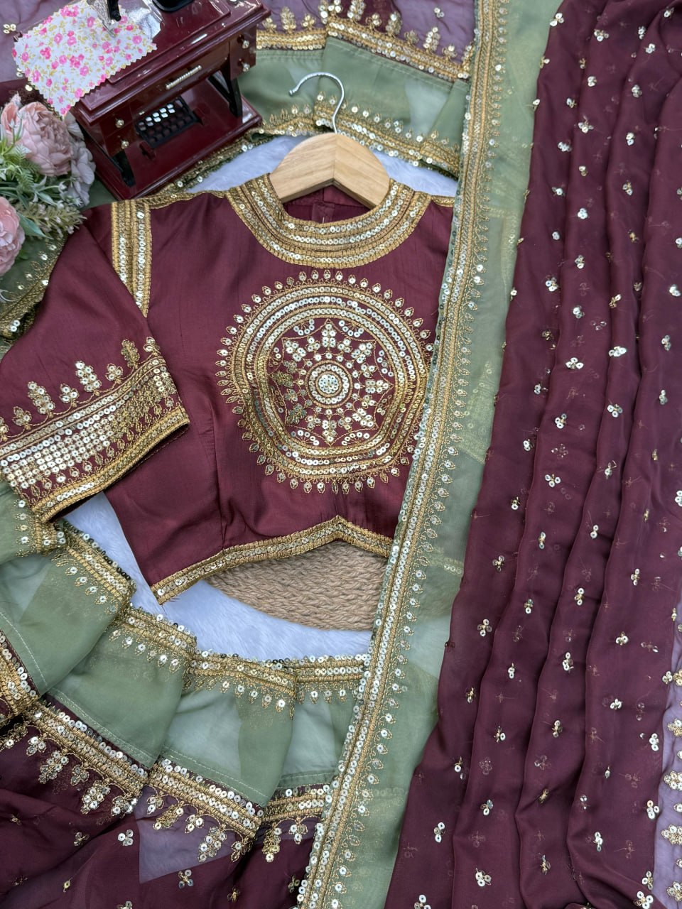 Wine Elegance – Premium Designer Saree