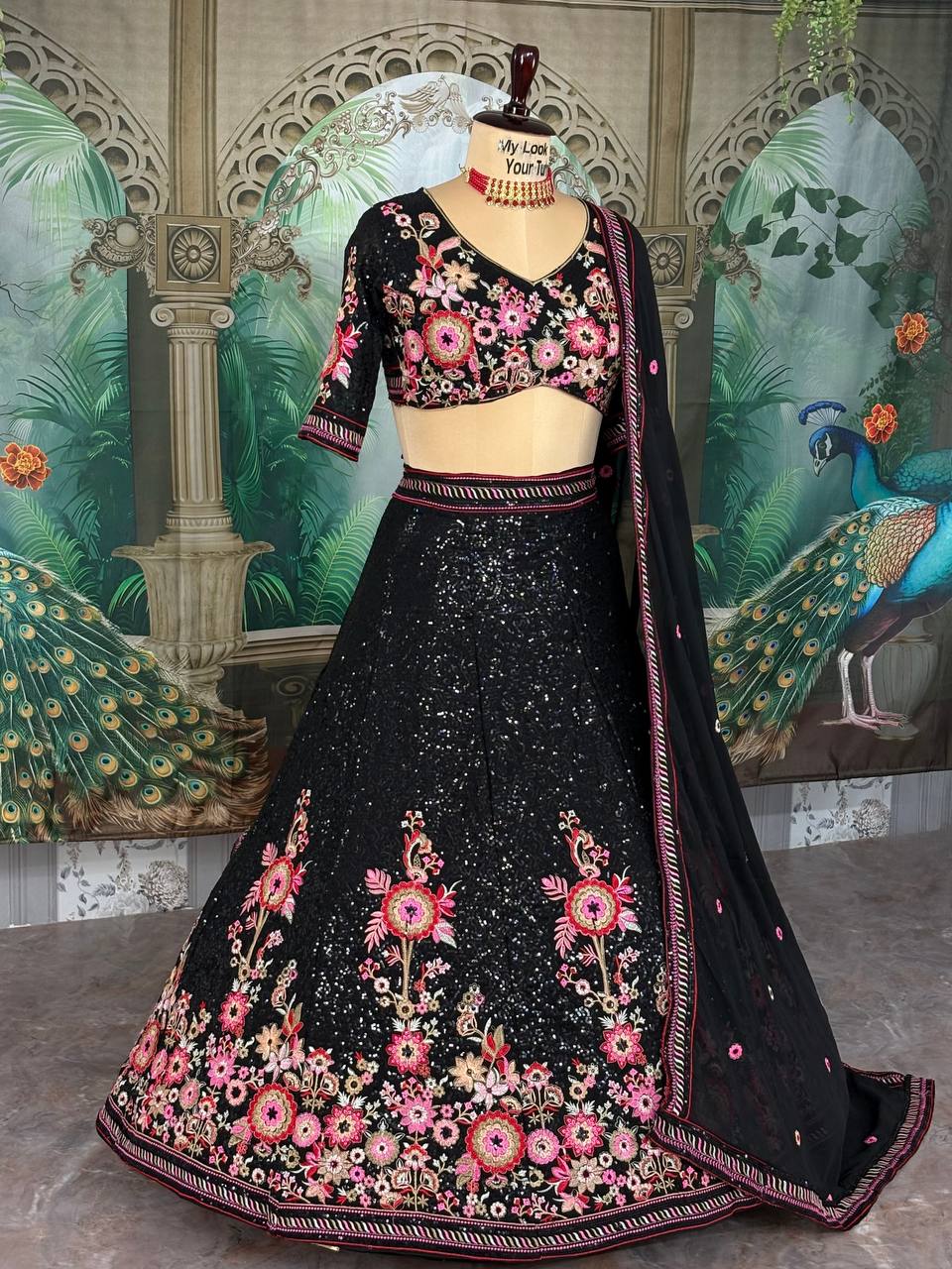 Midnight Bloom Designer Lehenga Set