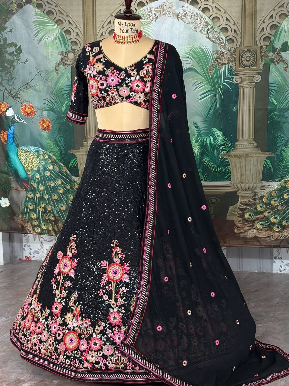 Midnight Bloom Designer Lehenga Set