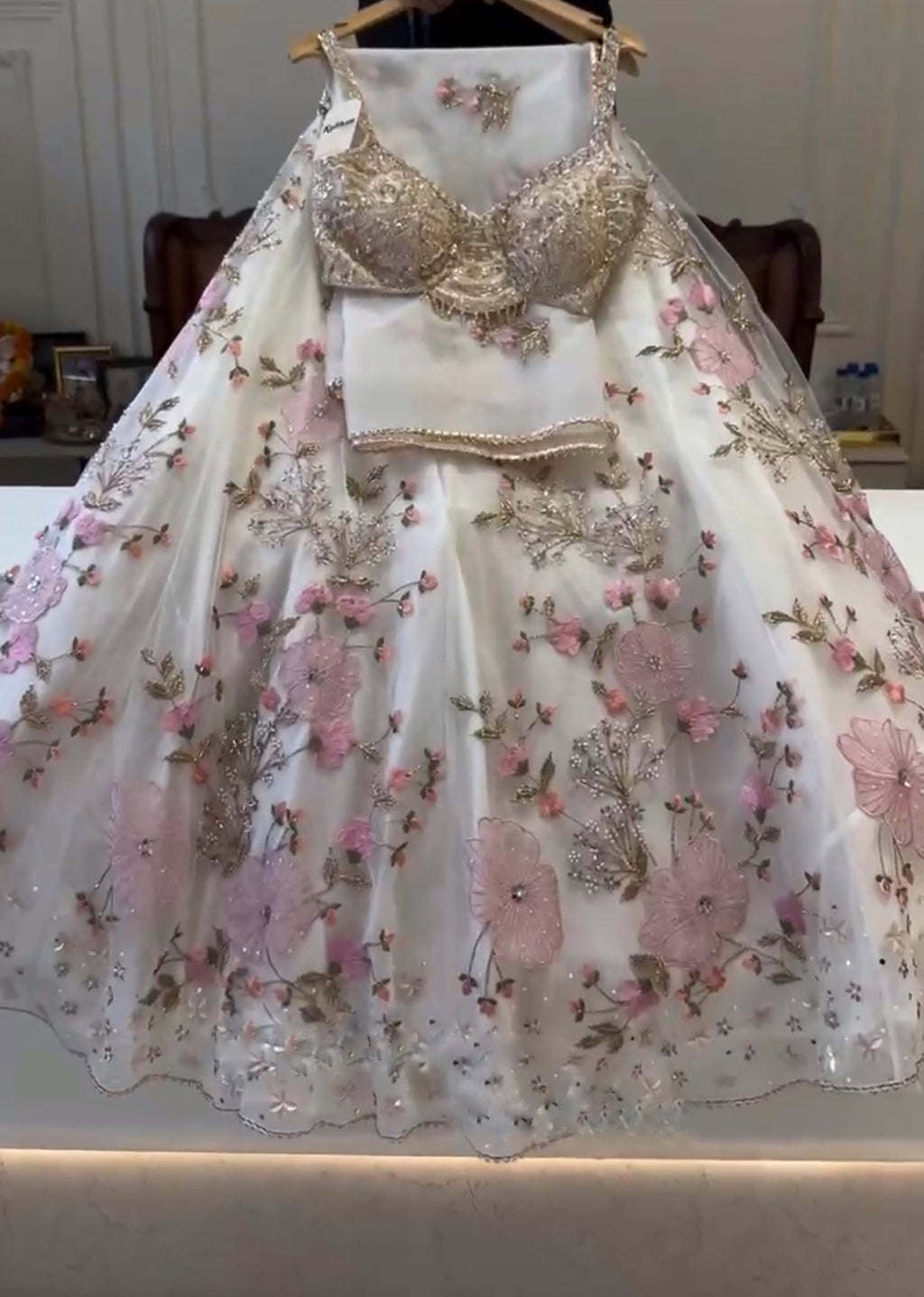 Premium Pearl Embroidered Tabby Silk Lehenga Choli Set with Dupatta