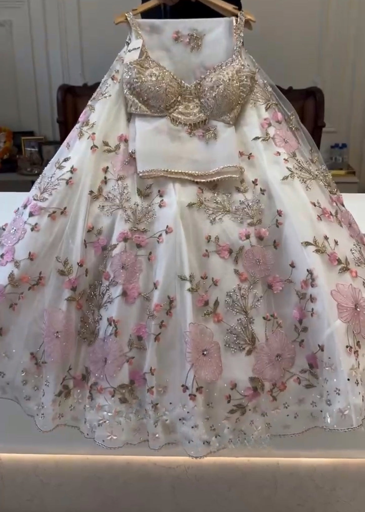 Premium Pearl Embroidered Tabby Silk Lehenga Choli Set with Dupatta