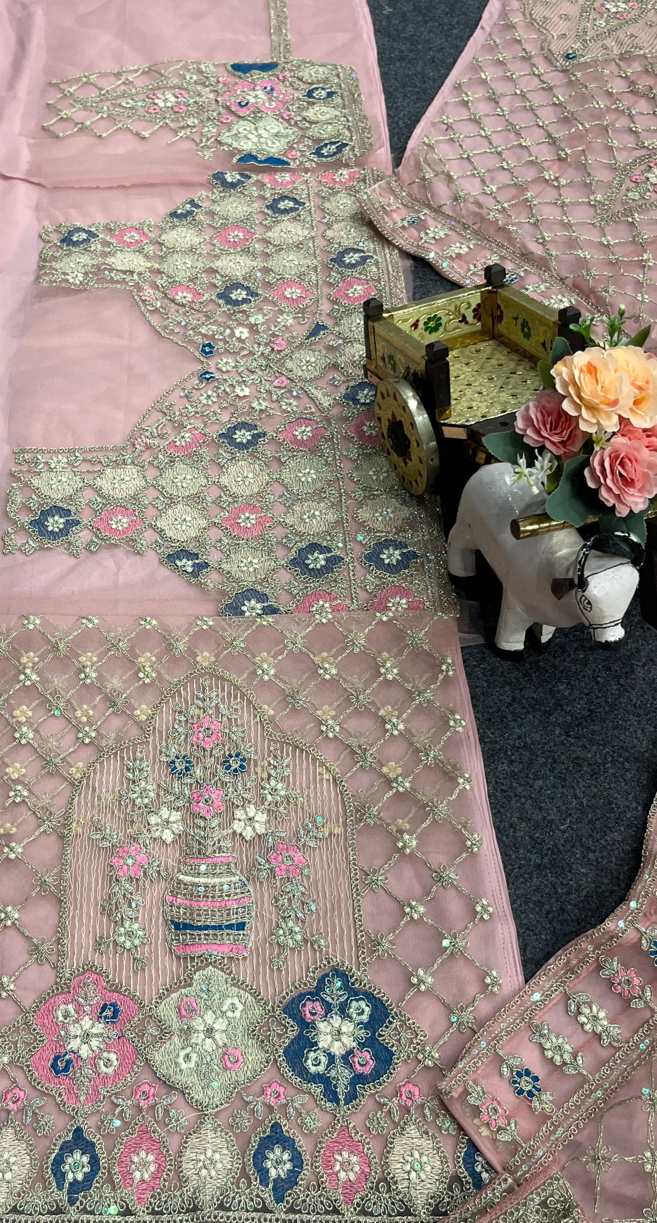 Premium Ivory Embroidered Lehenga with Peacock & Floral Work