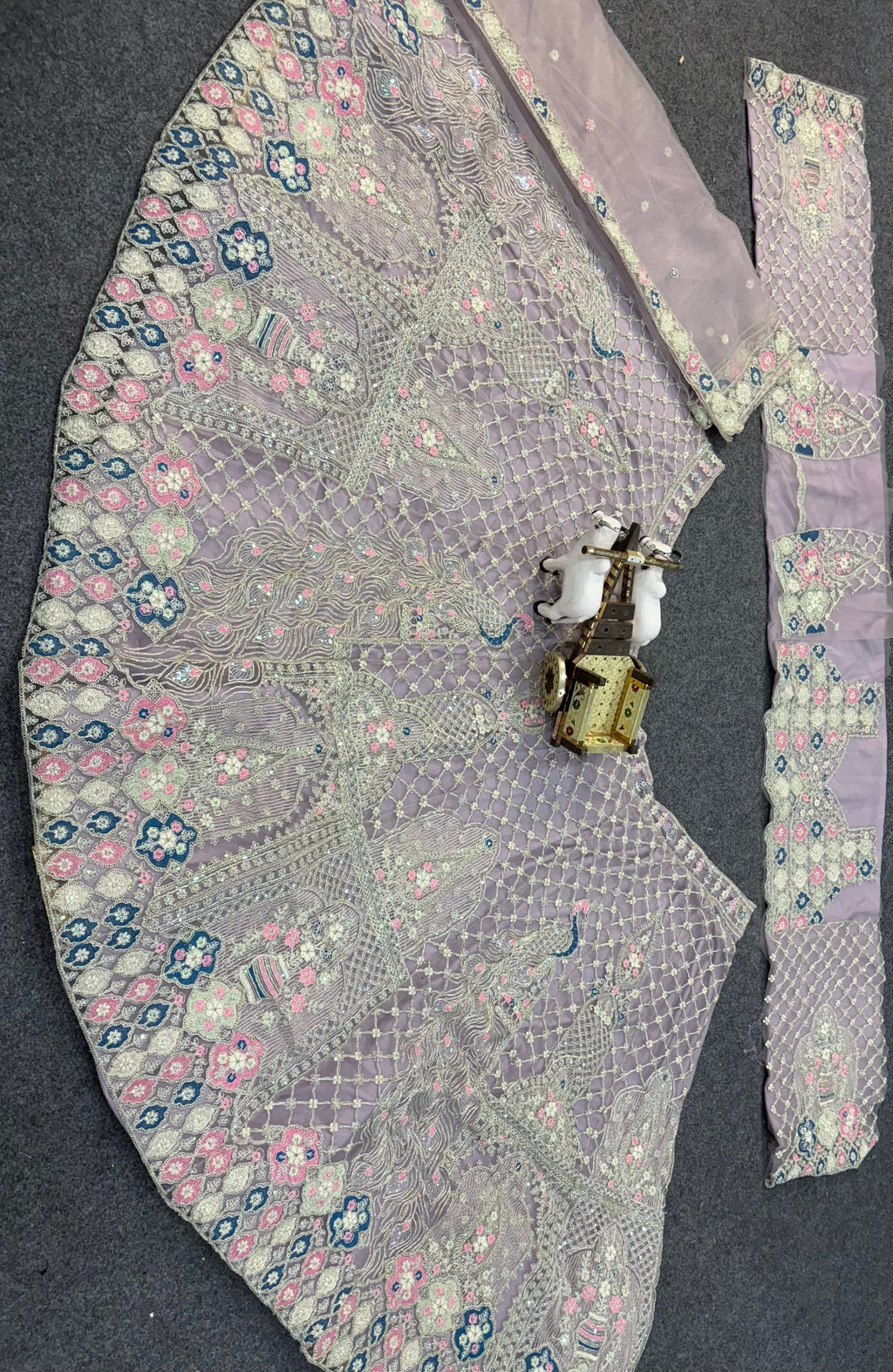 Premium Ivory Embroidered Lehenga with Peacock & Floral Work