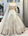 Premium Ivory Embroidered Lehenga with Peacock & Floral Work