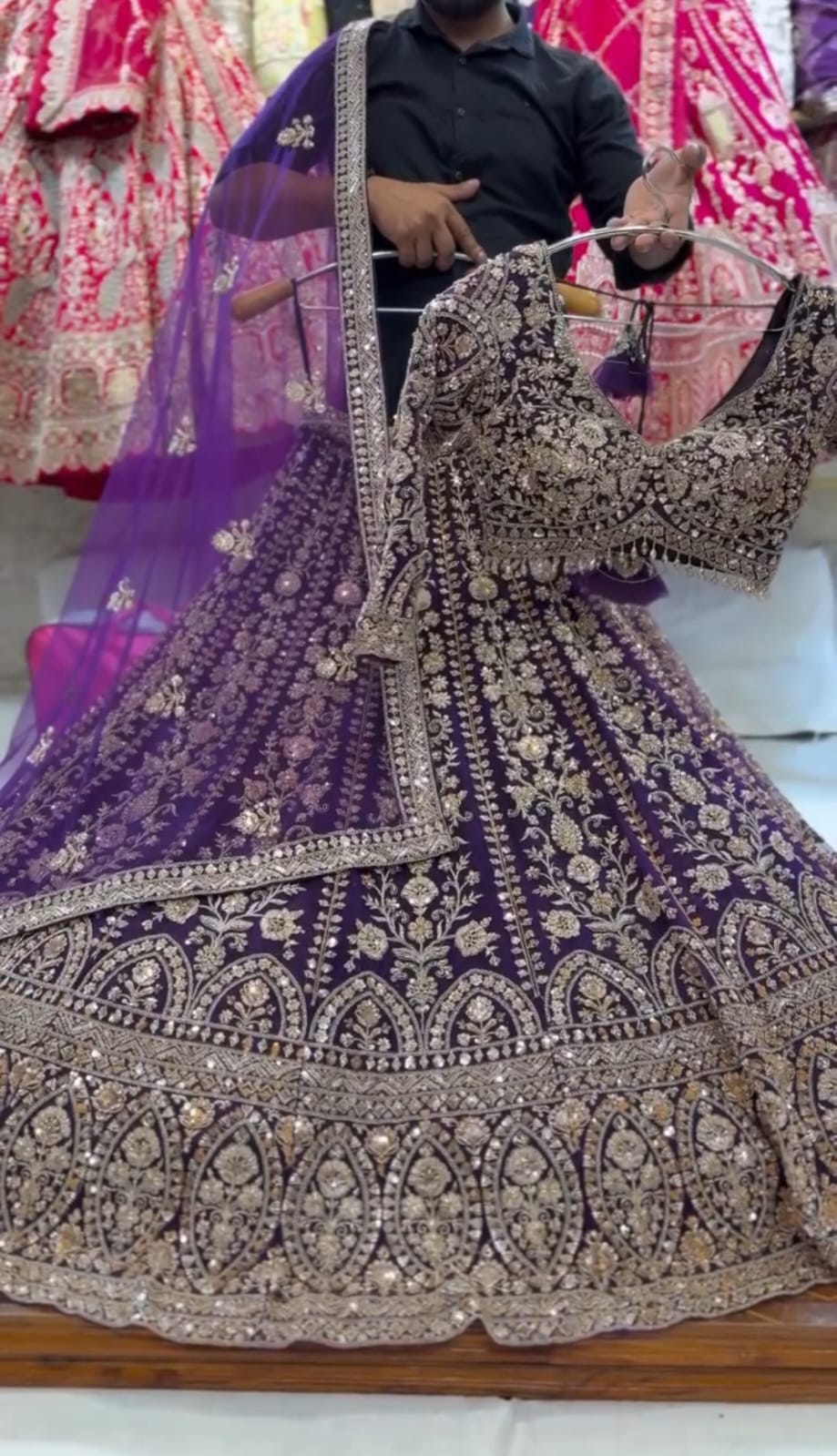 Crimson Bloom Wedding Lehenga