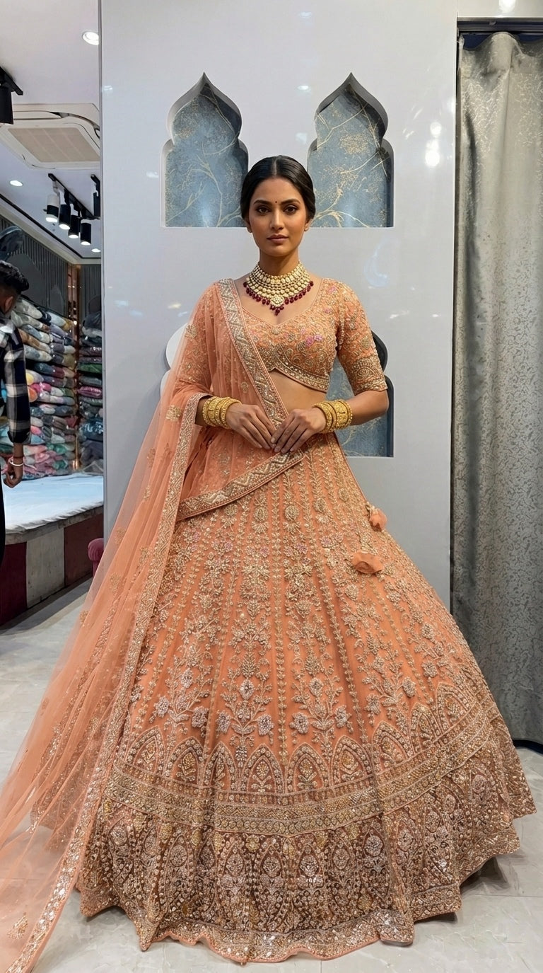 Crimson Bloom Wedding Lehenga