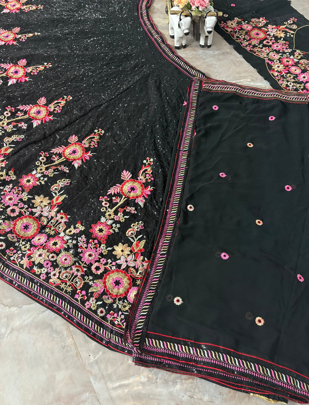 Midnight Bloom Designer Lehenga Set