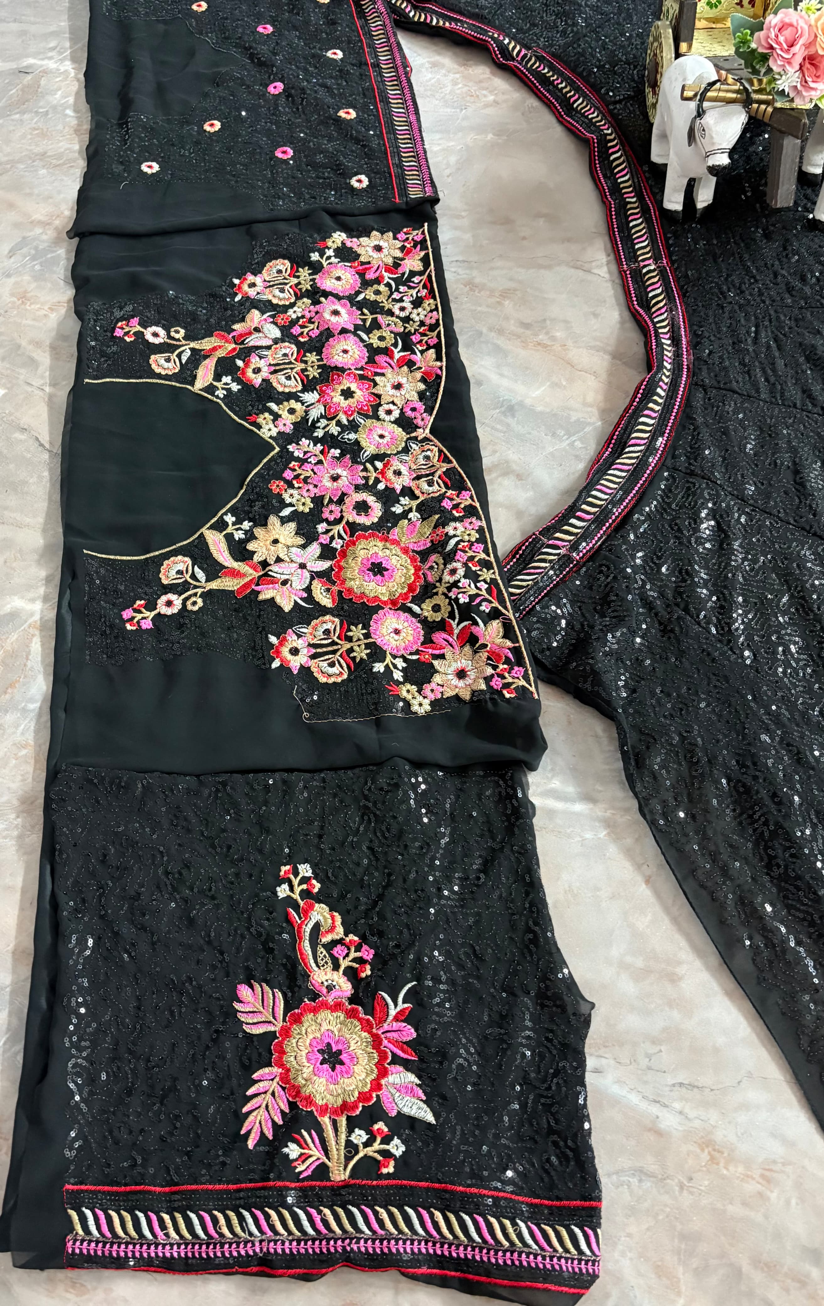 Midnight Bloom Designer Lehenga Set