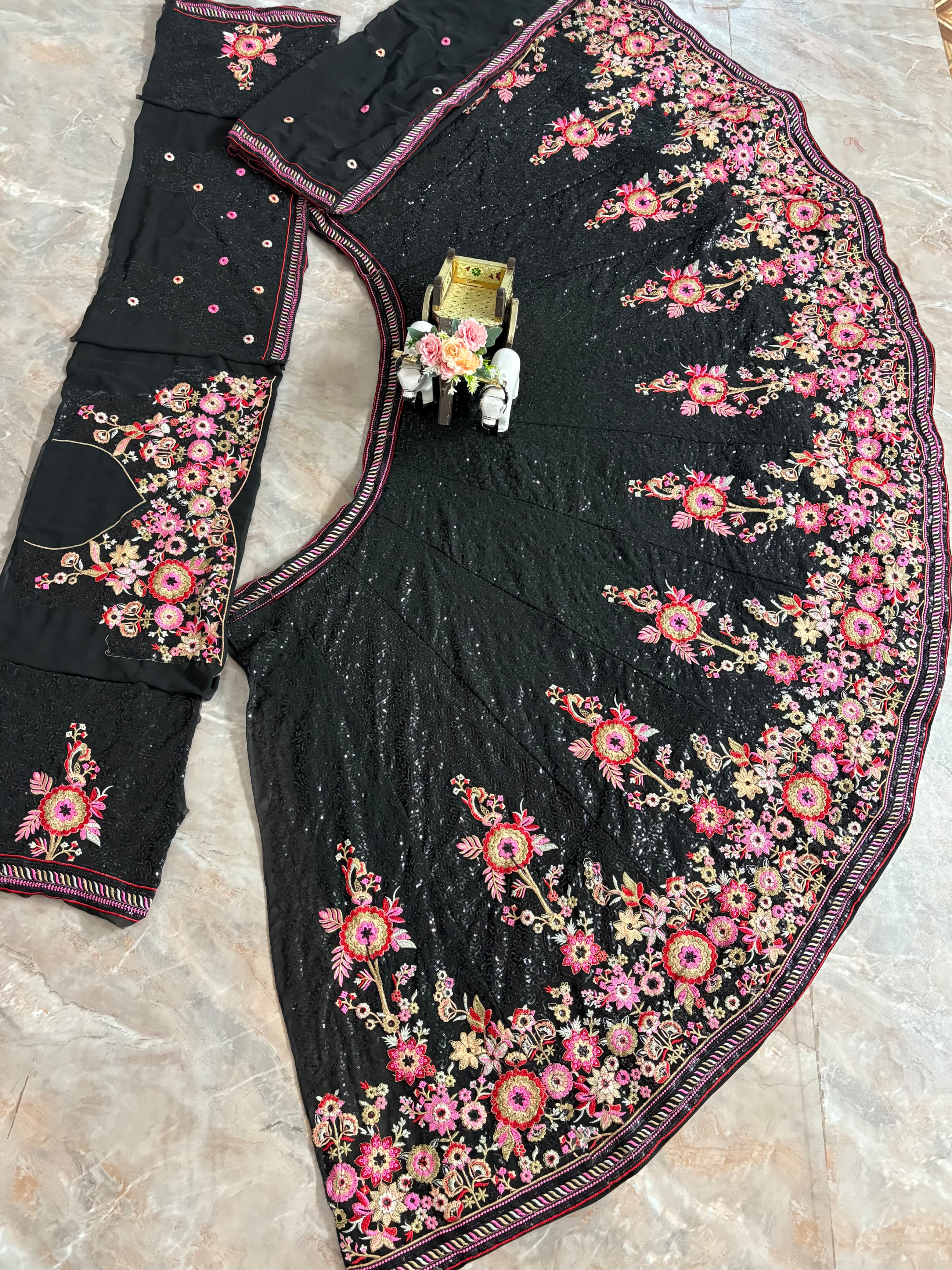 Midnight Bloom Designer Lehenga Set