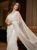 Ivory Elegance Sequin Saree