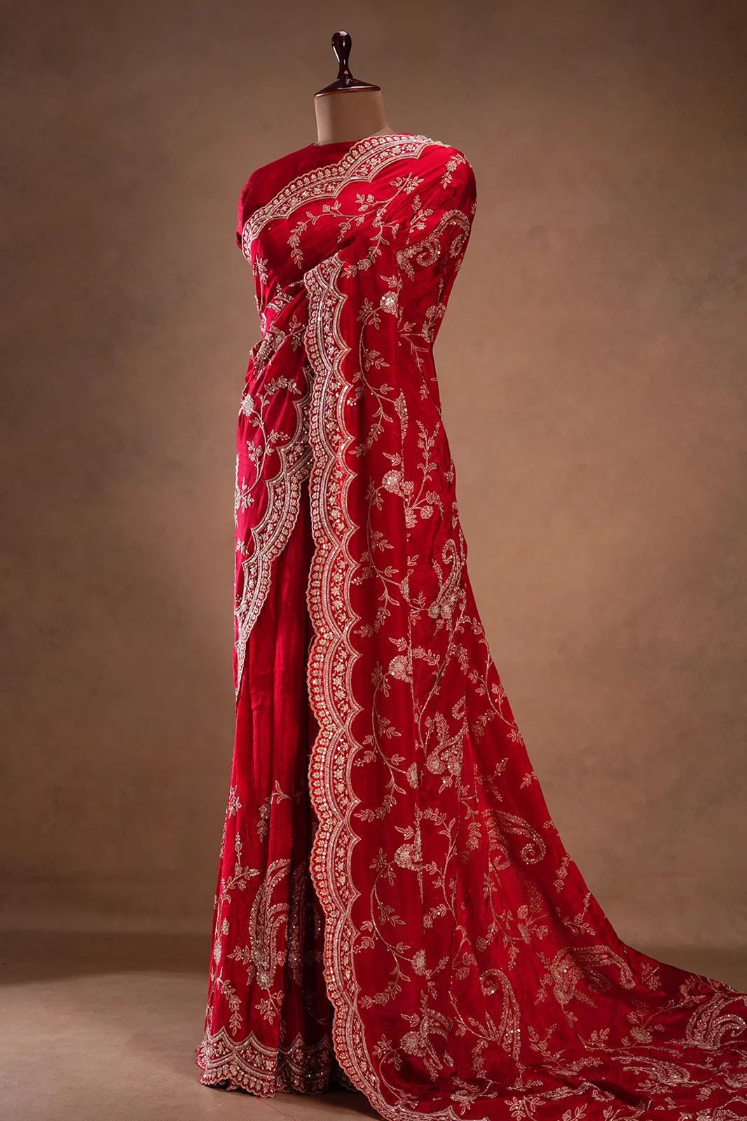 Designer Vichitra Silk Saree with Embroidered Blouse