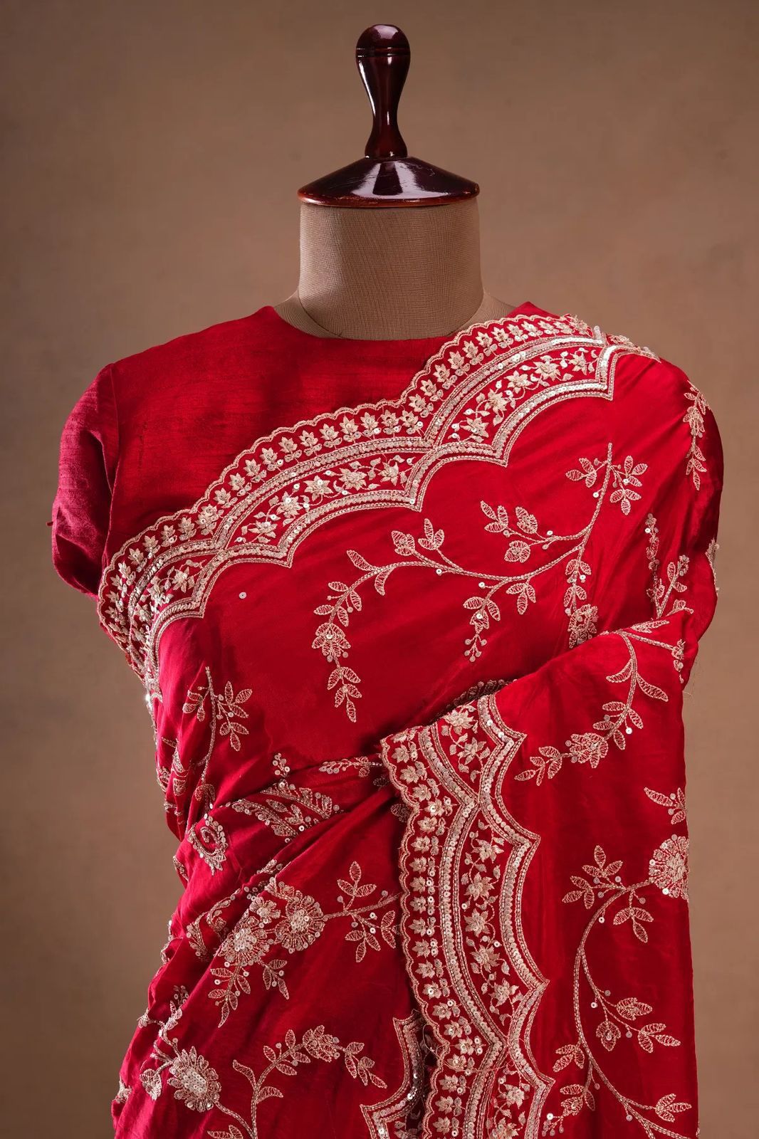 Designer Vichitra Silk Saree with Embroidered Blouse