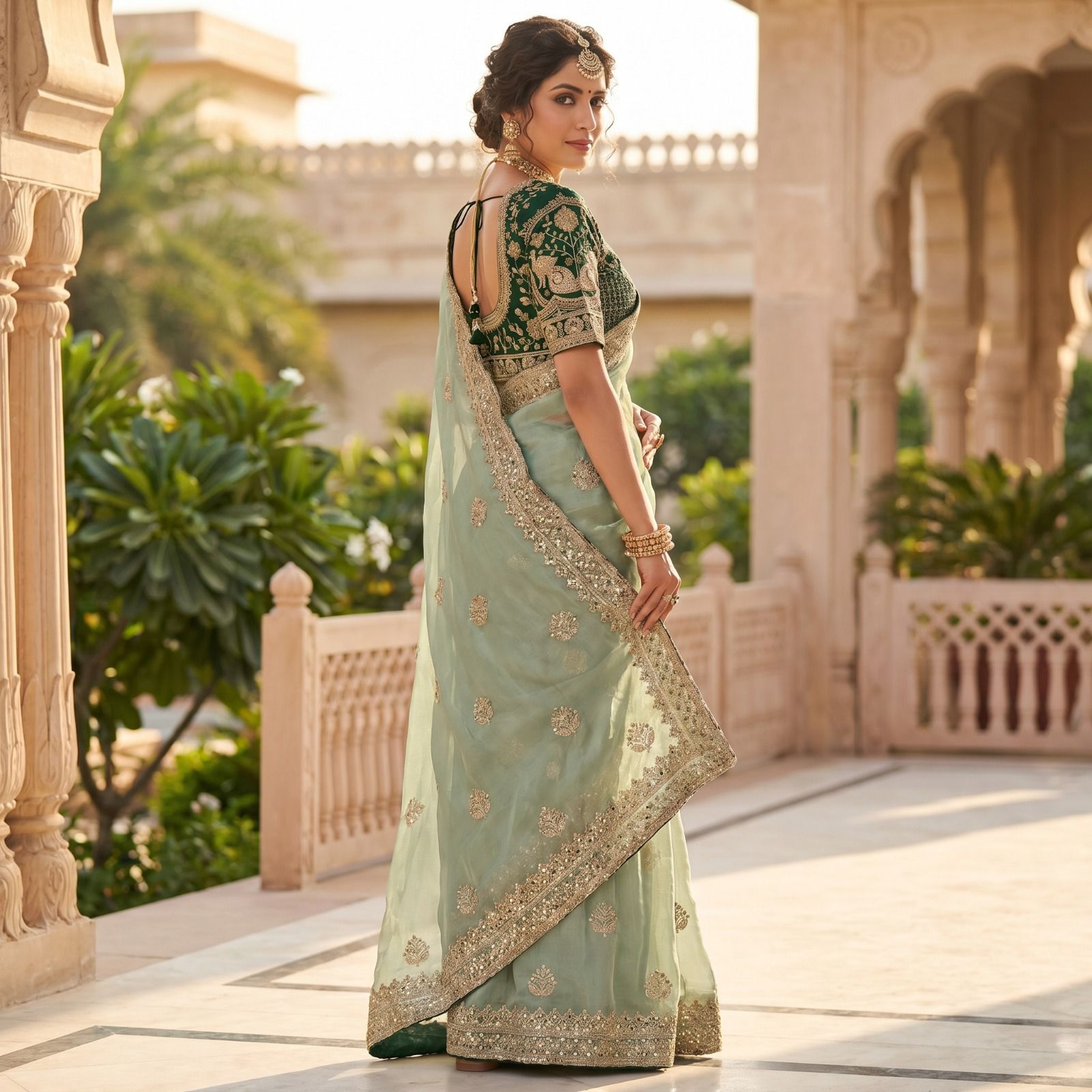 Premium Fandy Satin Silk Saree with Zari & Sequence Work