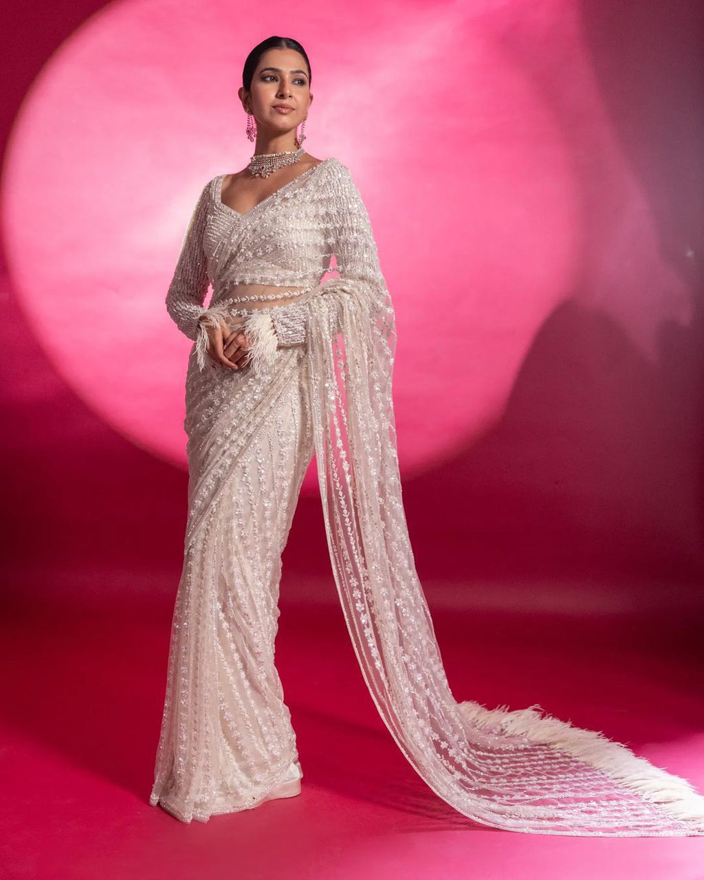 Ruby Radiance Sequin Saree