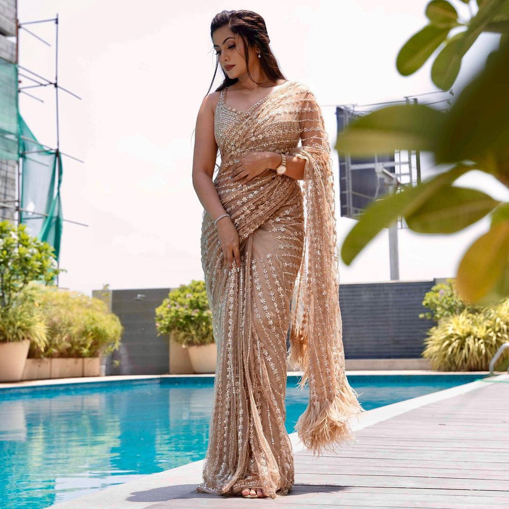 Ruby Radiance Sequin Saree