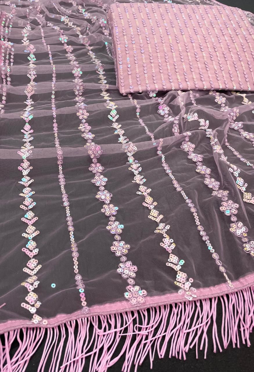 Ruby Radiance Sequin Saree