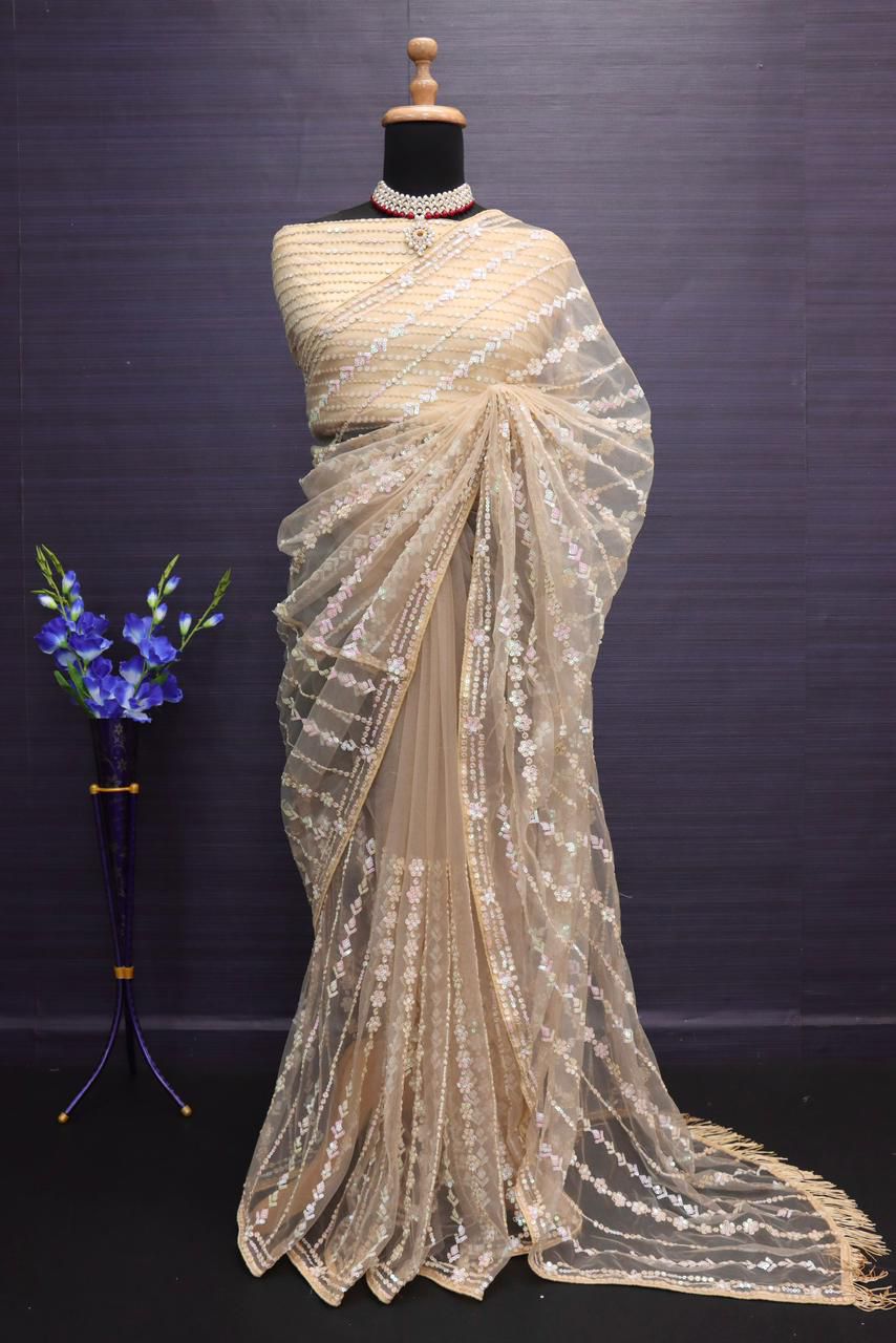 Ruby Radiance Sequin Saree