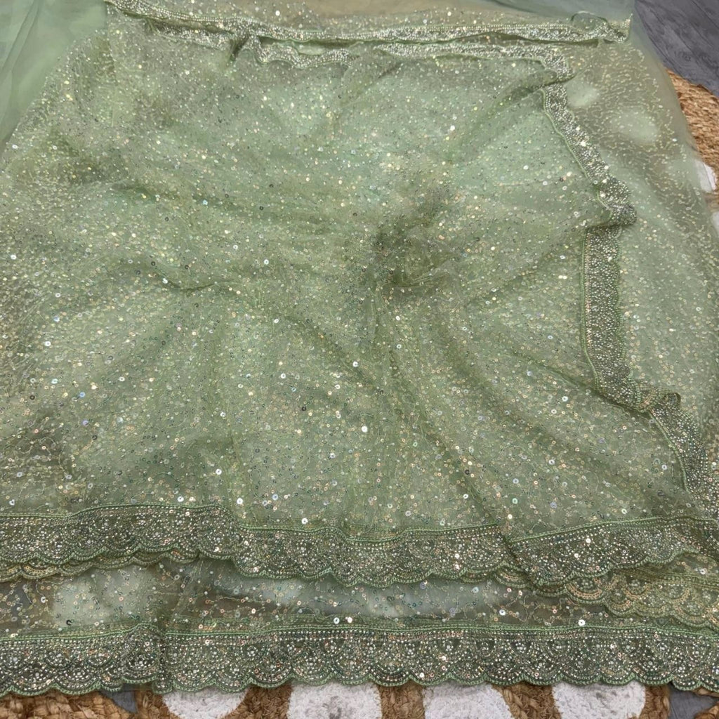 Ivory Elegance Sequin Saree