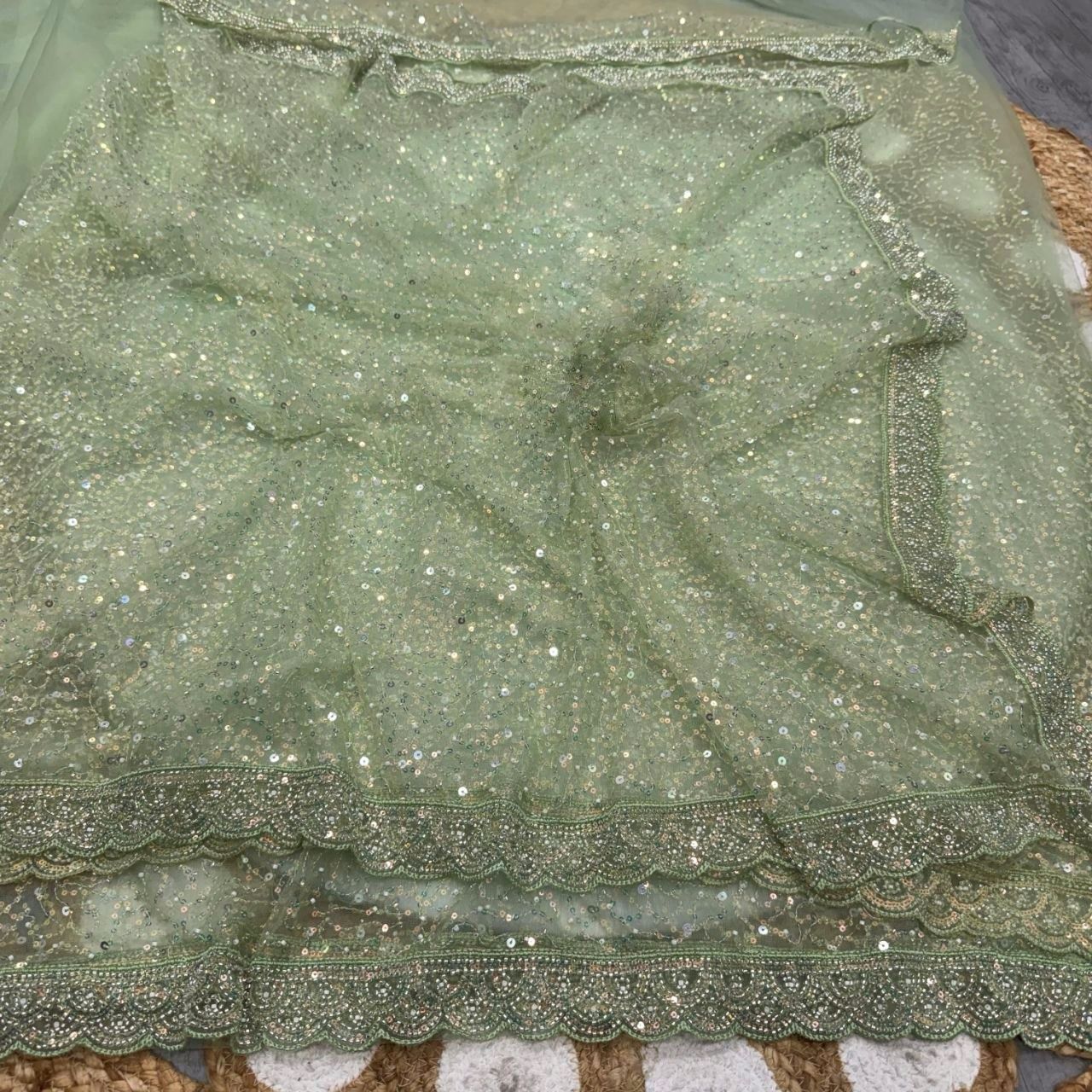 Ivory Elegance Sequin Saree