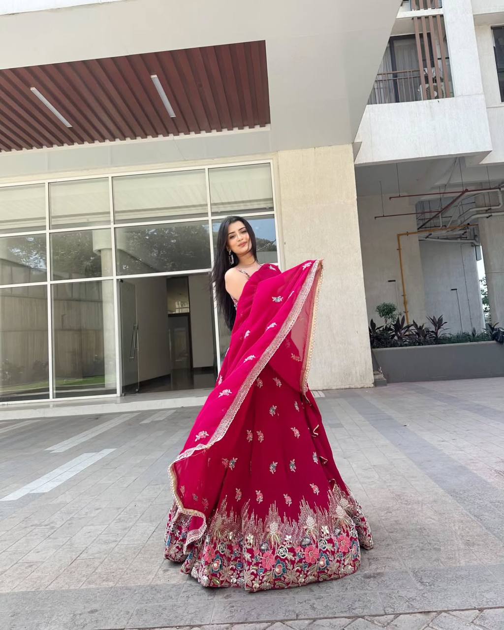 Luxury Floral Embroidered Lehenga Set