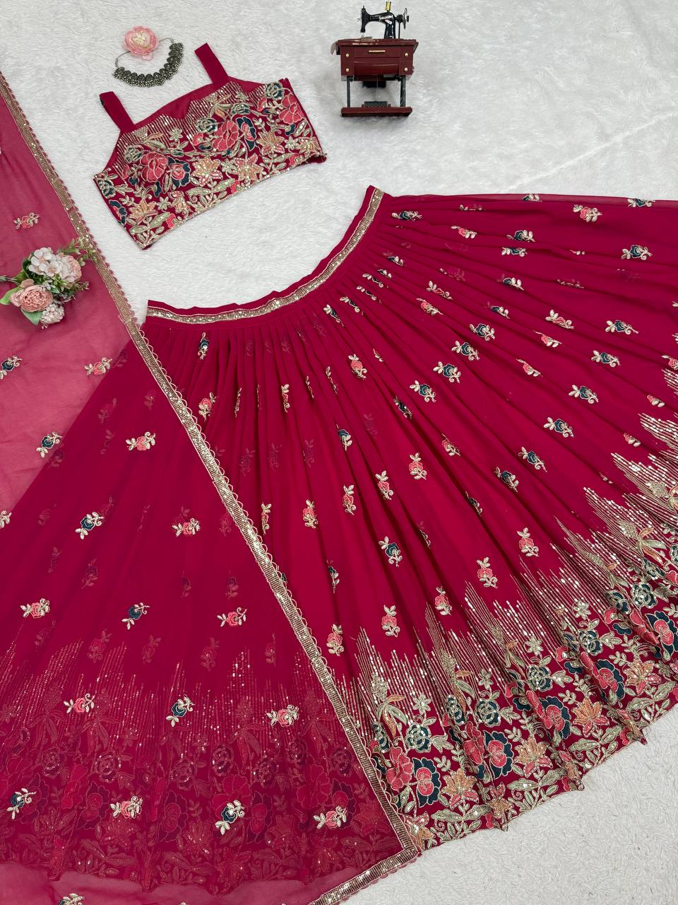 Luxury Floral Embroidered Lehenga Set
